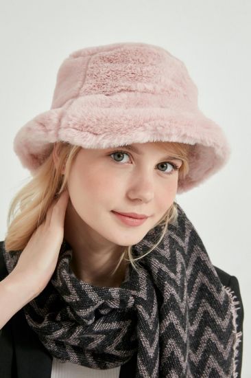 Picture of Peluş Material Woman Bucket Hat Pink
