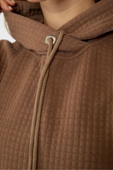Picture of Petek Material Hooded Basen Size Oversize Loose Woman Sweatshirt Mink