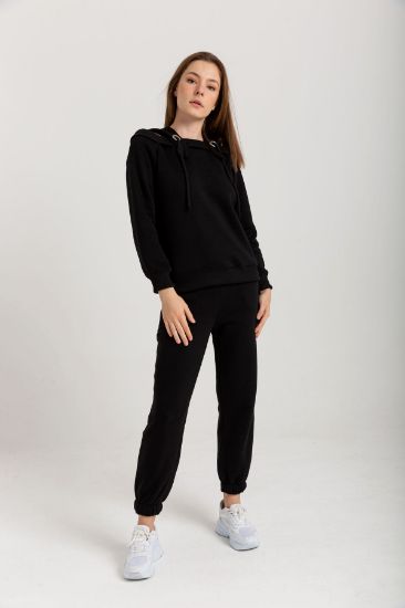 Picture of raising 3 Thread Material Basen Size Shoulder Detailed Woman Sweatshirt Black