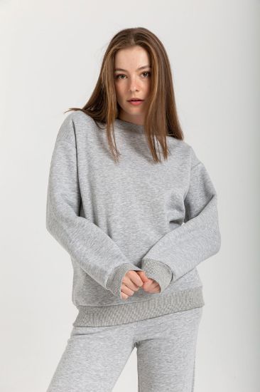 Picture of raising 3 Thread Material Long Maxi Sleeve Basen Six Size Woman Sweatshirt Grey