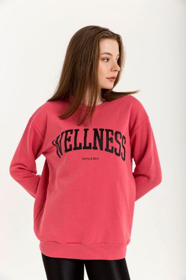 Picture of raising 3 Thread Material Long Maxi Sleeve Crew Neck Woman Sweatshirt Pink