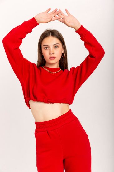 Picture of raising 3 Thread Material Long Maxi Sleeve&#x20; Woman Sweatshirt Red