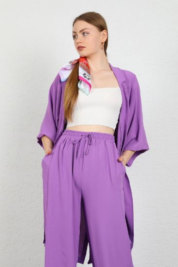 Picture of Seda Linen Material waist Elastic Woman Trousers Lilac
