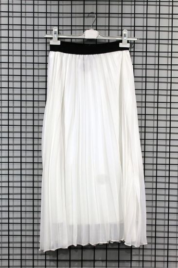 Picture of Chiffon Material Midi Size Comfortable Kalıp Piliseli Woman Skirt White