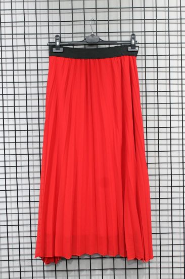 Picture of Chiffon Material Midi Size Comfortable Kalıp Piliseli Woman Skirt Red