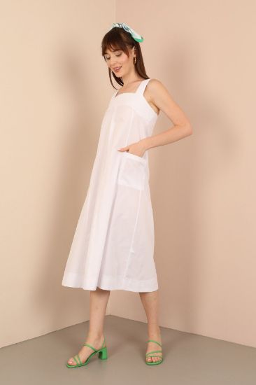 Picture of Soft Material Two with pockets Long Maxi Woman Dress Ecru