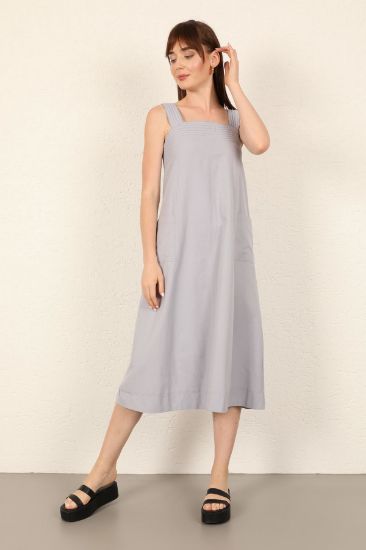 Picture of Soft Material Two with pockets Long Maxi Woman Dress Grey