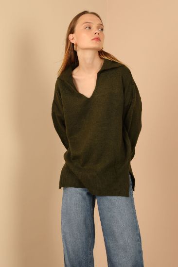 Picture of Knitwear Material Shirt Neck Woman Pullover Green