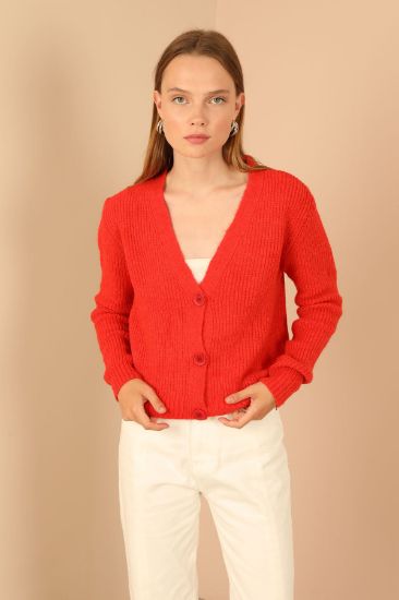 Picture of Knitwear Material Thessaloniki Knitting Woman Cardigan Red