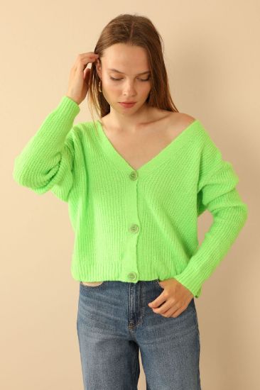 Picture of Knitwear Material Thessaloniki Knitting Woman Cardigan Neon Green