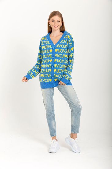 Picture of Knitwear Material Long Maxi Sleeve V Neck Basen Six Size Written Woman Knitwear Yellow
