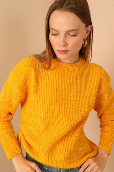 Picture of Knitwear Material Side slit Woman Pullover Mustard Mustard Yellow