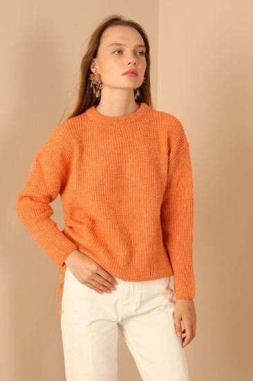 Picture of Knitwear Material Side slit Woman Pullover Orange