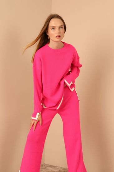 Picture of Knitwear Material Yırtmaç Detailed Woman Suit Fuchsia