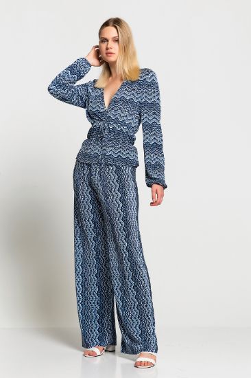 Picture of Long Maxi Maxi Sleeved Patterned Patterned V Neck Neck Blouse