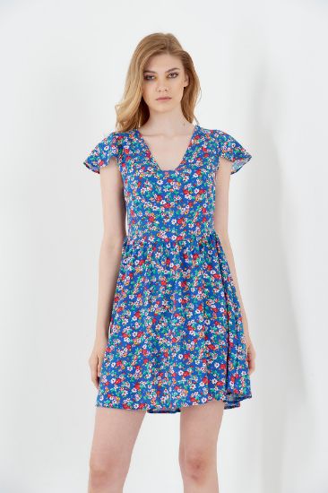 Picture of V Neck Moon Sleeve Mini Viscose Dress