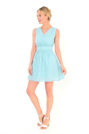 Picture of &#x0D;
 V Neck Brode Lace Mini Dress