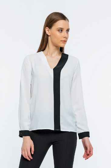 Picture of V Neck Neck Two Colour Work Blouse