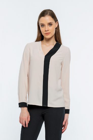 Picture of V Neck Neck Two Colour Work Blouse