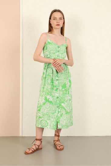 Picture of Viscose Empirme Button Detail Strap Woman Dress Green