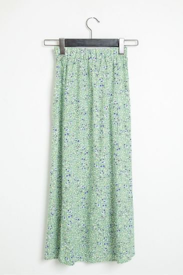 Picture of Viscose Material Midi Size Çıtır flower Yırtmaç Detailed Woman Skirt Mint