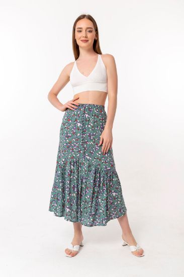 Picture of Viscose Material Midi Size Comfortable Kalıp leaf Patterned Woman Skirt Mint