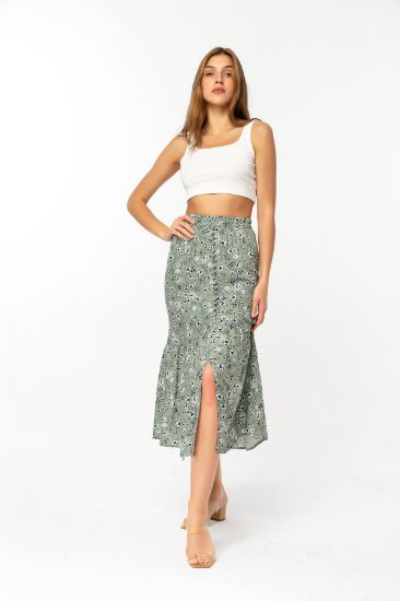 Picture of Viscose Material Long Maxi Size Comfortable Kalıp flower Patterned Woman Skirt Mint