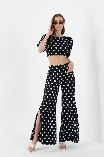 Picture of slit Flare Trotter Polka Dot Trousers