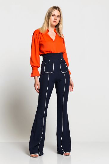Picture of High Waist Pocket Detailed Flare Trotter Trousers